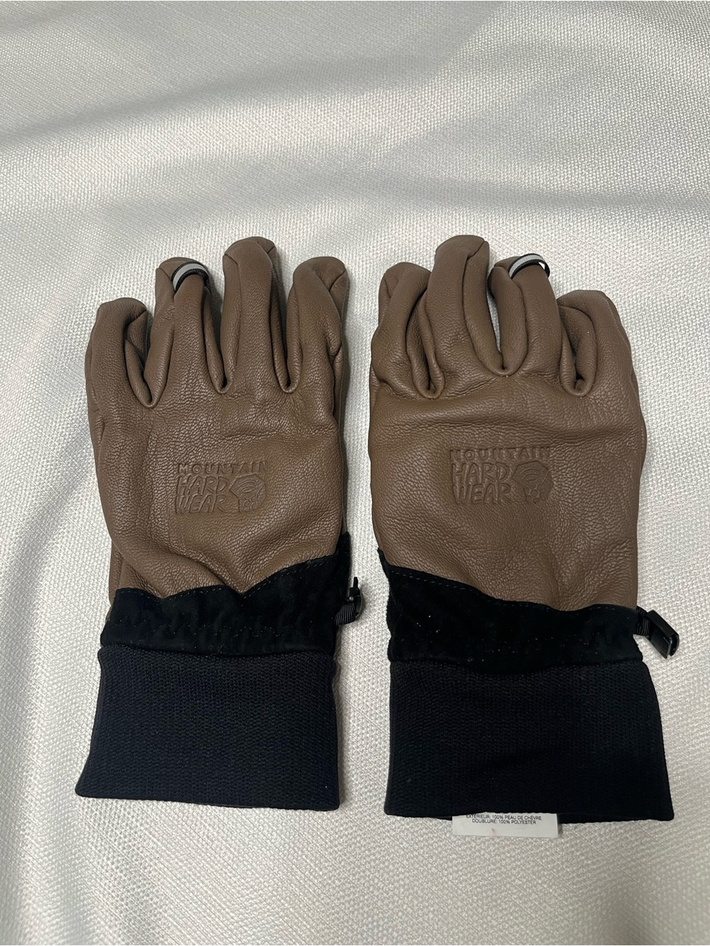 Mountain Hardwear Goat Skin Leather Gloves with Black Knit Cuffs Unisex